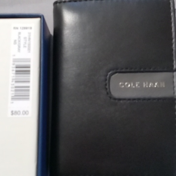 NEW COLE HAAN Black Grey  Wallet Mens Leather  Credit Card Holder Gray - Picture 8 of 8
